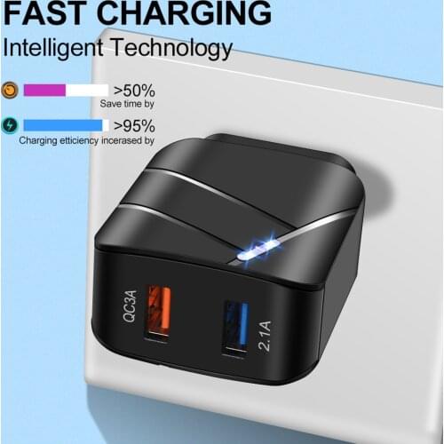 Portable Wall Mobile Charger for Cell Phone Tablet US EU Plug 28W QC3.0 USB Charger Fast Wall Charger Adapter