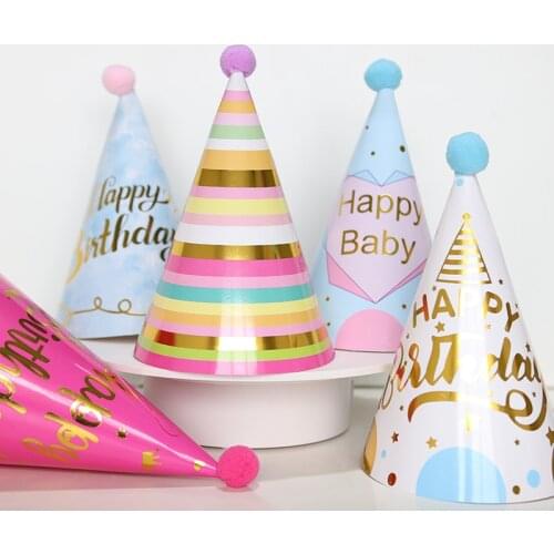 1pc Happy Birthday Party Hats Polka Dot DIY Party Cone Hats Cap Boy Girl Kids Baby Shower Birthday Party Decoration Gifts Supply
