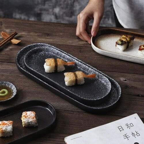 Japanese sushi plates, rectangular iron plates, ceramic tableware, dishes, dishes, creative household dishes