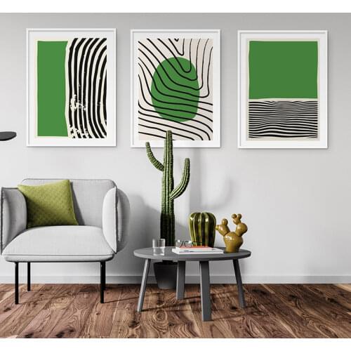 Green Canvas Painting Geometric Abstract Posters And Prints Minimalist Line Wall Art Drawing Scandinavian Picture For Home Decor