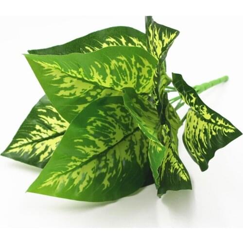 1pc Artificial Flowers Leaf Green Grass Plastic Plants 9 Style Fake Leaf for Home Wedding Decoration Party Supplies