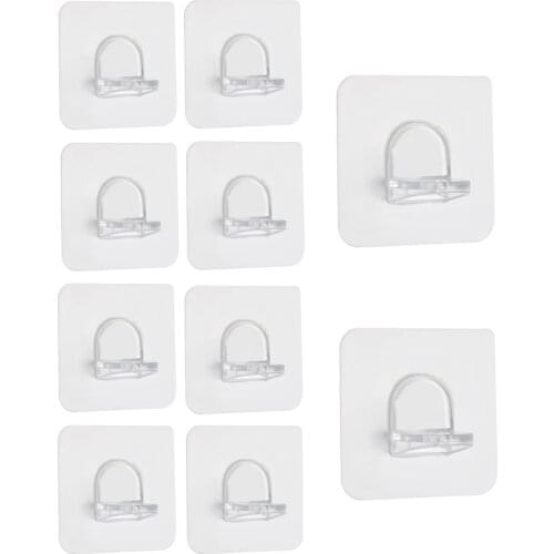 10PC Closet Shelf Holder Support Hook Plastic Adhesive Pegs Wall Hanger Cabinet Layered Partition Angle Bracket
