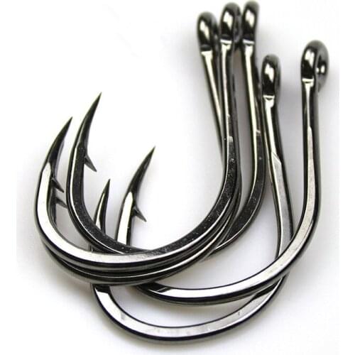 10PCS Fishhooks Seawater Bright Tin Plating Fish Barbed Circle Hook Angling Perch Carp Bass Fishing Tackles Jig Head Pesca