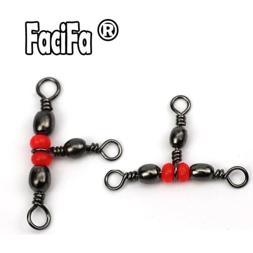 20pcs 3 Way Fishing Rolling Barrel Triple Swivels Bearing Connector