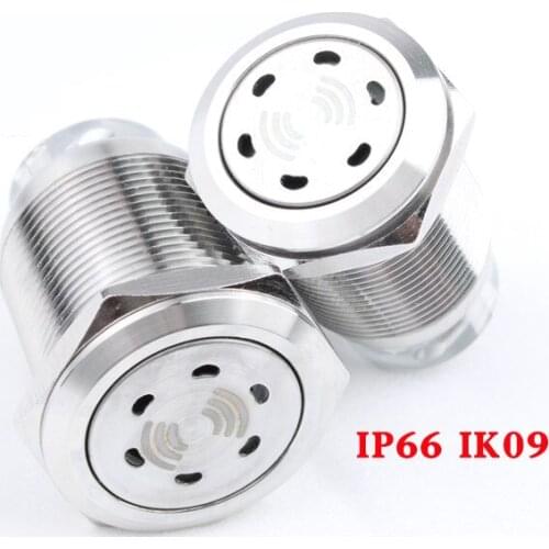 16mm 19mm 22mm Metal Pulse Incontinuous Sound Buzzer with Flash Light IP66 IK09 Flash LED Metal Buzzer Alarm