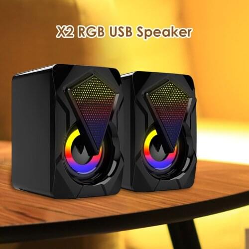 3.5mm PLUG X2 RGB LED Computer Speaker Lighting Speaker Subwoofer Speaker For Laptop Desktop/Mobile Phone/MP3/MP4/DVD Speakers
