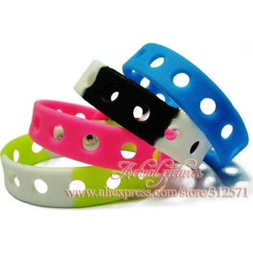 50pcs/lot Multi color 18cm silicone wristbands rainbow color bracelets fit shoe charms fashion decoration children gifts