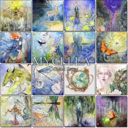 5d Diy Diamond Painting Dragonfly Diamond Embroidery Full Rhinestone Fantasy Artist Watercolors Cross Stitch Mosaic Animals