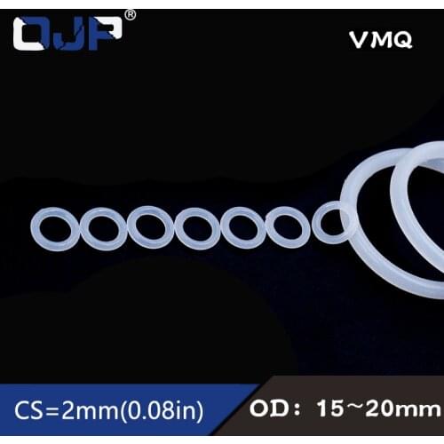 10PCS/lot White Silicon Ring Silicone/VMQ O ring OD15/16/17/18/19/20*2mm Thickness Rubber O-Ring Seal Gaskets Rings Washer