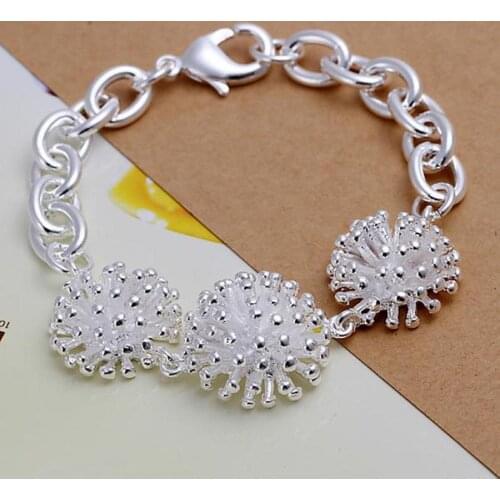 Beautiful Elegant wedding women Noble silver color big flower chain Bracelet fashion classic jewelry wholesale H014