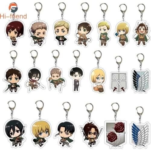 32Pcs/Lot Attack On Titan Anime Keychain Double-Sided Acrylic Wings Of Freedom Eren Cute Key ring Key Chain Prop Jewelry