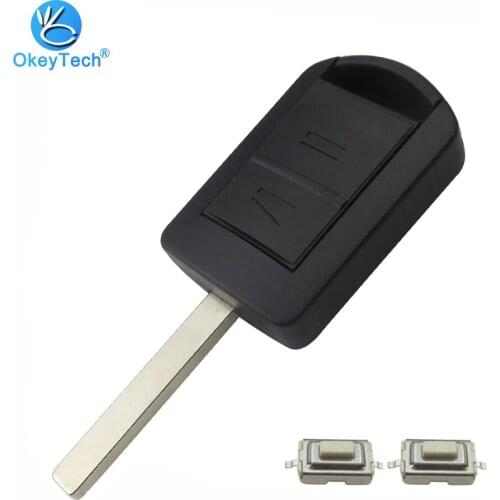 OkeyTech 2 Button Uncut Blank Blade with 2 Micro Switch Car Key Shell Cover Case Fob for Vauxhall Opel Corsa Agila Meriva Combo