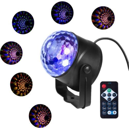 Sound Activated Rotating Disco Ball 3W 3LED RGB LED Stage Lights For Christmas Wedding Home KTV Xmas Show DJ Party Lights