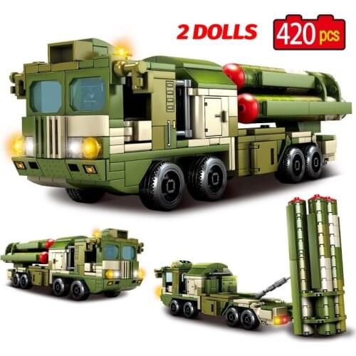SEMBO Military WW2 Long-range air defense Missile Truck Car Building Blocks Vehicle Soldier Figures Bricks Toys For Children