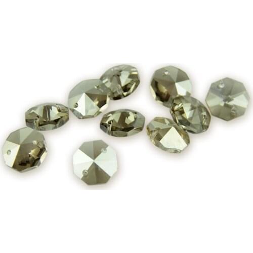 Cognac 14mm Octagon Beads With 1 Hole/2 Holes Crystal Lighting Lamp Parts Beads Strand Component For Home Wedding & DIY