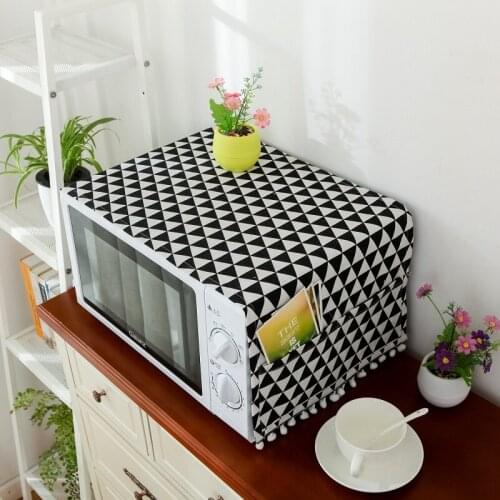 Kitchen Waterproof Microwave Oven Cover with Tassel Microwaves Oven Protector Dust Covers with Storage Bag Oven Cover Home Decor