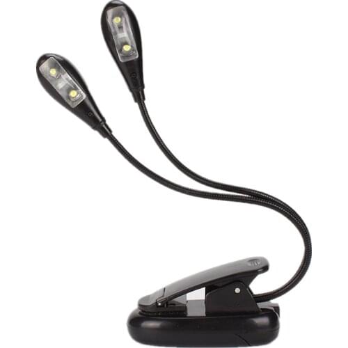 USB Read Lamp Double Head Book Lamp 4 LEDs Desk Light Clip On Portable Lamp For Piano Musical Instrument Book Bed Computer