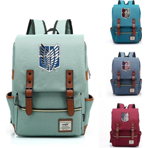 2021 Hot Anime Cartoon Attack On Titan Wings Boy Girl Student School Bag Teenagers Schoolbags Canvas Women Bagpack Men Backpack