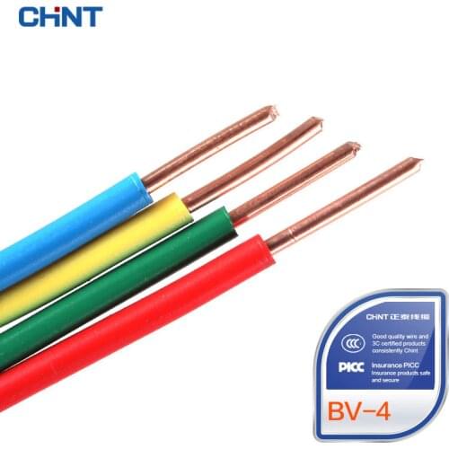 CHNT Multi-color Wire And Cable Awg Single-core Square Copper Home Furnishing Hard BV4 Core GB 100 Meters