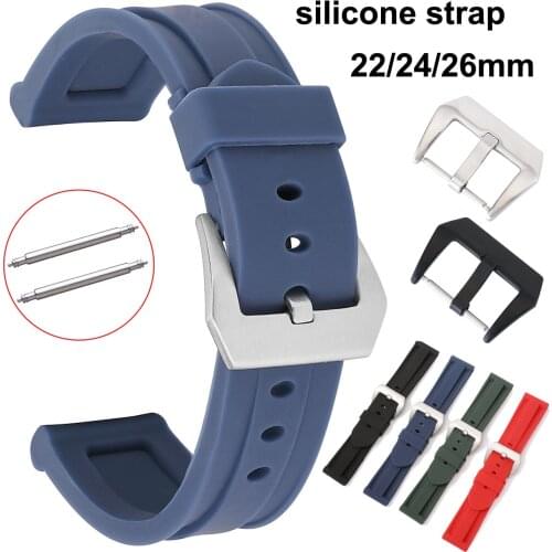 Soft Silicone Sport Watchband 22mm 24mm 26mm Rubber Waterproof Women Men Replacement Bracelet Band Strap Watch Accessories