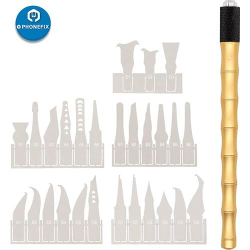 PCB Knife Tools Kit CPU NAND Glue Removal Cleaning Graver Pry Knife for iPhone Mobile Phone Motherboard BGA Repair Blade Set
