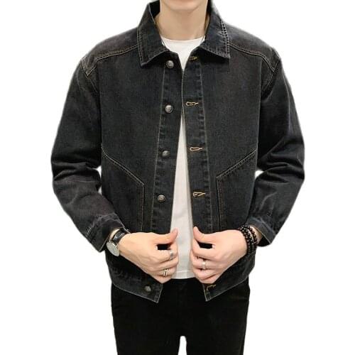 New Denim Jacket Men Vintage Causal Jeans Jackets Coats Mens Bomber Denim Coat Fashion Streetwear Grey Black Denim Jacket Man