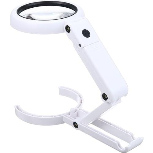 Newest 8 LED Light Magnifier 5X 11X Foldable Stand Table Lamp for Reading Remake Soldering High Quality Magnifying Glass
