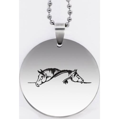 Ufine jewelry horse Cross necks pendant army card round disc stainless steel customed necklace N4512