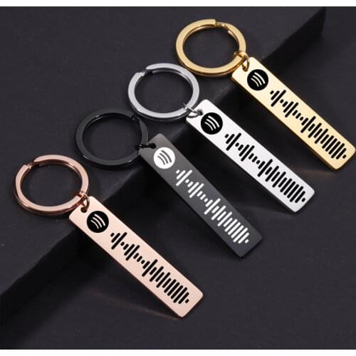 Personalized Music Spotify Scan Code Keychain for Women Men Stainless Steel Custom Laser Engrave Name Keychain