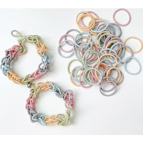 Rainbow Couple Bracelets Ladies Hair Tie Dual-Use Hand Woven Rubber Band Hair Rope Wrist Boho Gift For Best Friend Bracelet