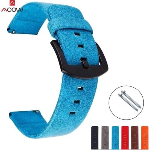 Genuine Leather Watchbands 18mm 20mm 22mm 24mm Quick Release Pins Black Brown Women Men Watch Strap Belt With Black Buckle