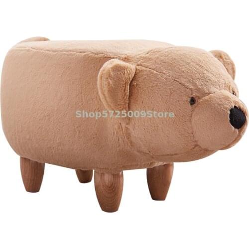 Solid Wood Footstool Creative Bear Shoes Changing Stool Sofa Stool Small Stool Household Storage Low Stool Shoes Testing Stool S
