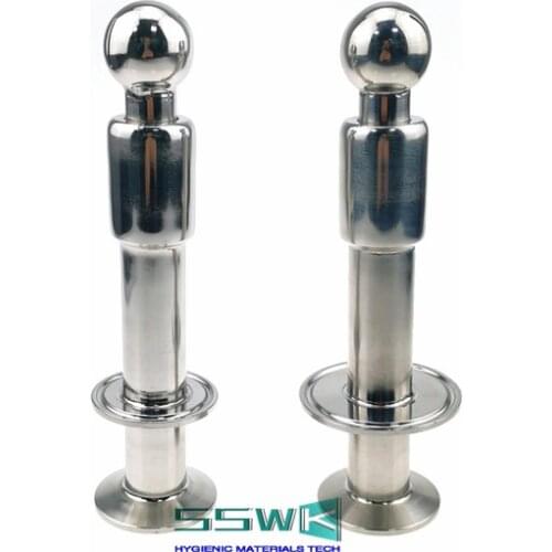 Rotating CIP Spray Ball 1.5inch (50.5mm) Tri Clover Compatible Inlet welded in 2inch (64mm)Tri Clover Compatible Tri Clamp Cap