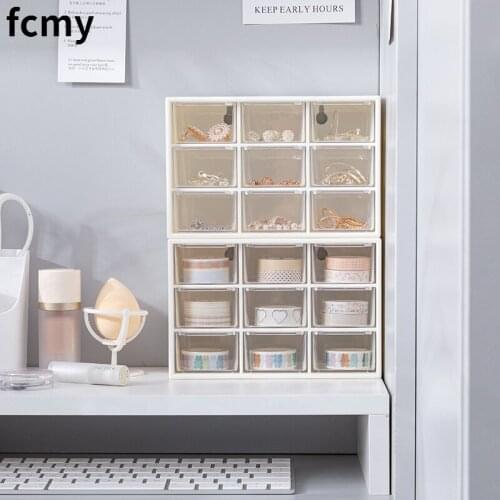 9 Grids Desktop Storage Box Pencil Drawer Jewelry Pearl Beads Storage Boxes Plastic Cosmetic Earrings Makeup Container Organizer