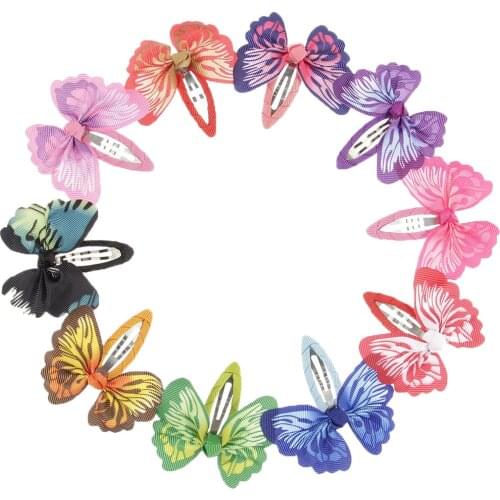 Yundfly 2pcs/lot Chic Baby Girls Ribbon Butterfly Hair Clips Kids Bowknot Hairpins Children Hair Bows Head Accessories