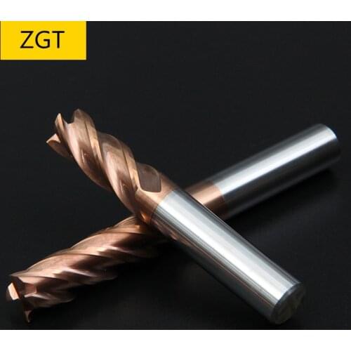 ZGT fresa cnc Cutting HRC60 4 Flute Alloy Carbide Tungsten Steel Milling Cutter End Mill 1mm 2mm 3mm 4mm 5mm 6mm Metal Cutter