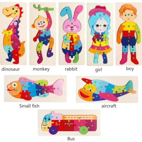 Animal Numbers Puzzles Wooden Toys Cartoon Colorful Jigsaw Puzzles Games Cognition Learning Educational Montessori Toy For Child