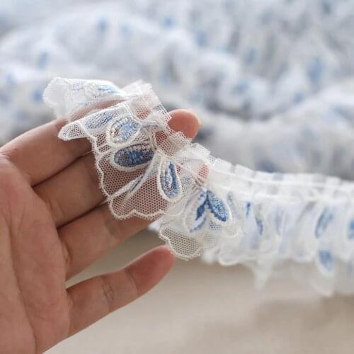 1M Embroidery Flower Lace Fabric Bridal Dress 4cm Laces Ribbon Sewing Trim Wedding Dress Mesh Fabric 3D Lace Decor Crafts PL28