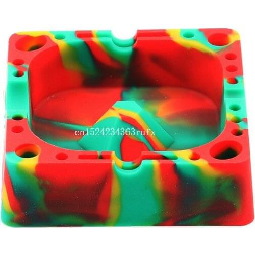 10pcs Square Ash tray Silicone Ashtray Smokeless Smoke Swirl (Food Grade Silicone) Safe Glass Holds