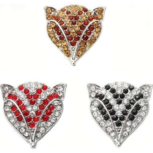 10pcs/lot New Snap Button Jewelry 18mm DIY Fox with Stone Snap Buttons Fit Silver Snap Bracelets for Women