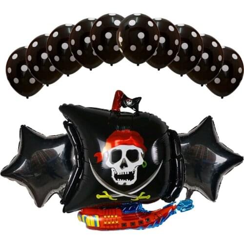 13pcs/lot New Cartoon Pirate Boat Aluminum Balloon Festival Birthday Party Decorative Balloon Skull Latex balloon baby shower