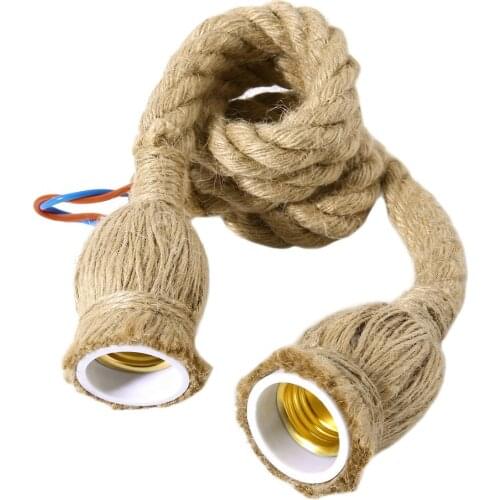 220V E27 Lamp Base 1m Vintage Hemp Rope Electric Cord Wire DIY Pendant Garland String Lights Decorative Light Bulb Holder