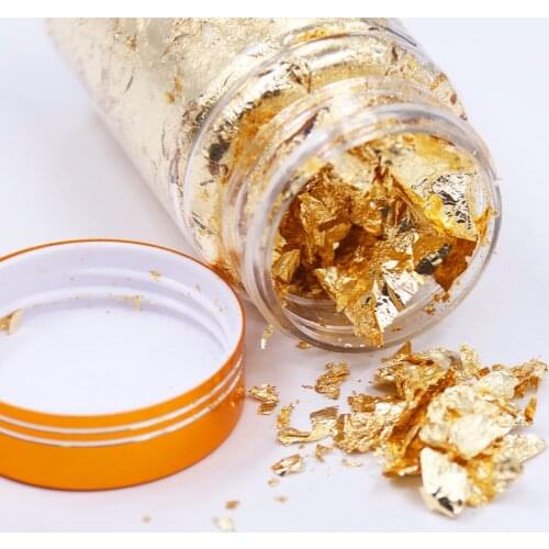 3g/Bottle Gold Leaf Flakes Gold Foil Fragments for Painting Gilding Arts Crystal Drop glue Crafts Nail Decorations