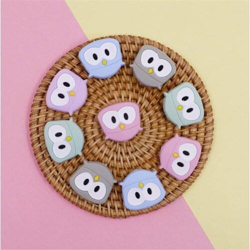 Kovict 5/10pcs 28mm Silicone Beads cute mini owl BPA Free Baby Silicone Teether Food Grade Rodents DIY Baby Teething Toys