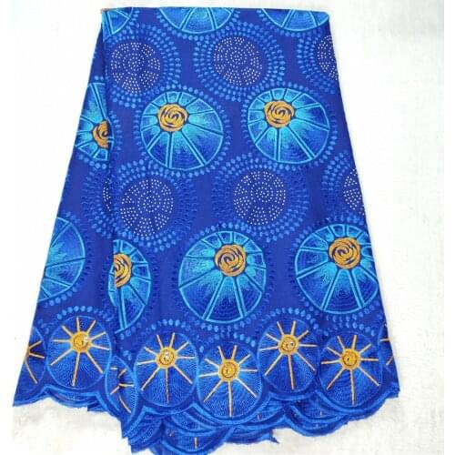 5Yards Swiss Voile Lace Fabric 2020 Latest Brocade Fabric Embroidery African Wedding 100% Cotton Popular Dubai Style for dress