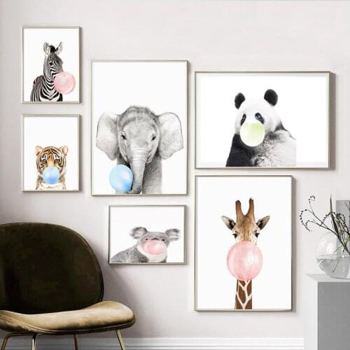 5D Wild Animal Blowing Bubble Gum Diy Diamond Painting Wall Art Lion Zebra Elephant Giraffe Tiger Mosaic Canvas DecorZP-2977