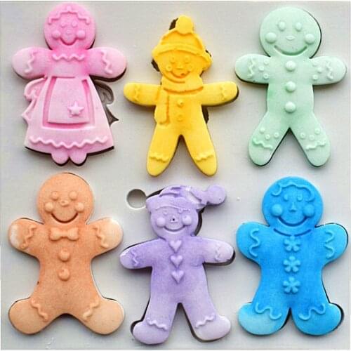 6 Cookies Dolls Silicone Molds, Christmas Sugar Cake Molds, Cake Decoration Tools, Kitchen Accessories SQ1701