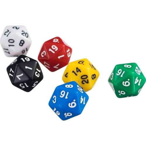 6pcs 20 Sided D20 Colorful Dice for Playing D&D RPG Board Game Favours and Math Teaching