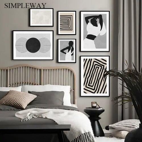 Line Drawing Abstract Graphic Canvas Art Print Black White Woman Wall Painting Nordic Style Poster Simplicity Decoration Picture