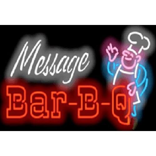 Barbequ BBQ Barbq Message Chef Custom Handmade Real Glass Tube Store Restaurant Bar Party Decoration Display Sign Neon 31"X24"